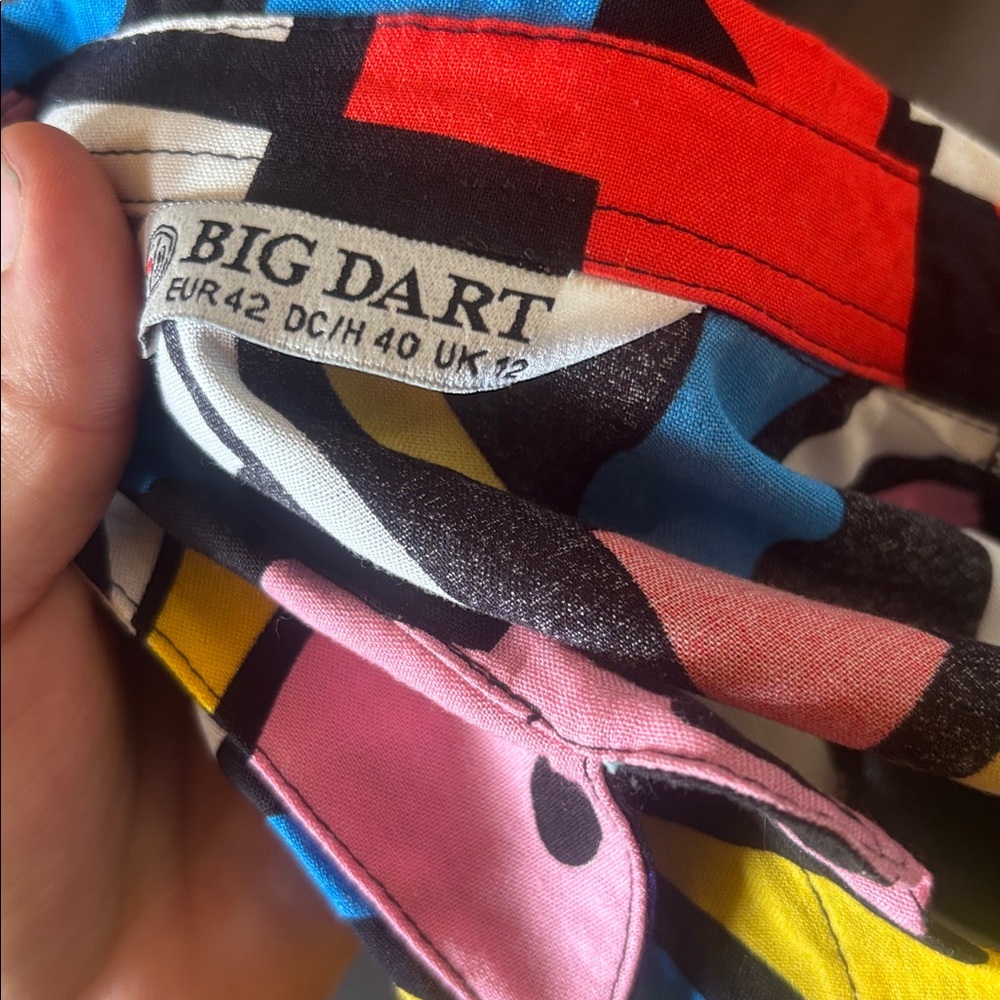 BIG DART Colorful Abstract Button-Up Shirt — Pink, Yellow, Blue, Black - Picture 5 of 5